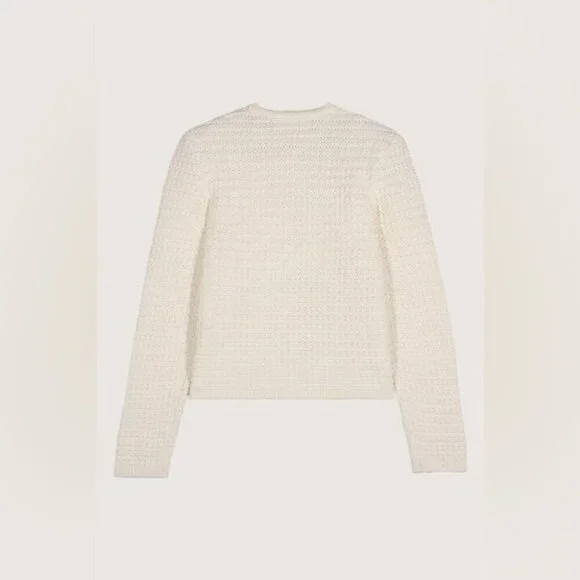 NEW Ba&sh Bash Gaspard Tweed Cardigan Jacket in Ecru Cream White | size 1 / S - Picture 5 of 13